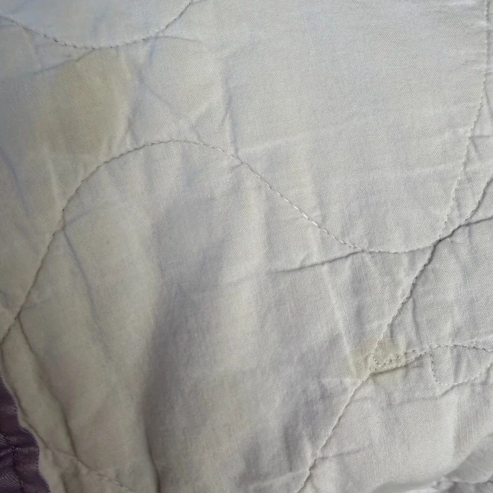 VTG Mother Goose Teddy Bear Satin Trim Quilted Crib Blanket Precious Memories?